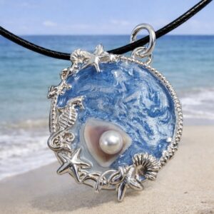 Ocean Pearl Resin Pendant
